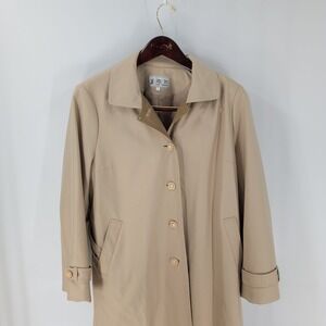 Vintage High Fashion Classic Belted Button Front Trench Coat Beige Size XL